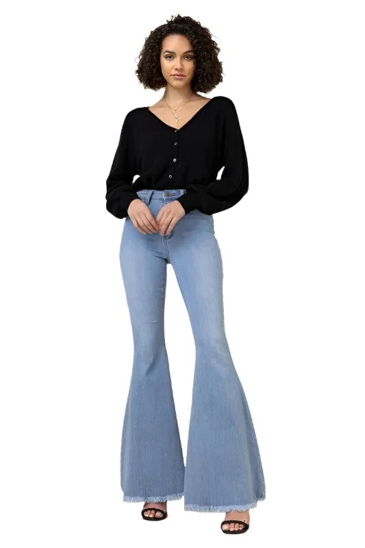 High Waisted Flare Leg Jeans Casual Distressed Skinny Jeans