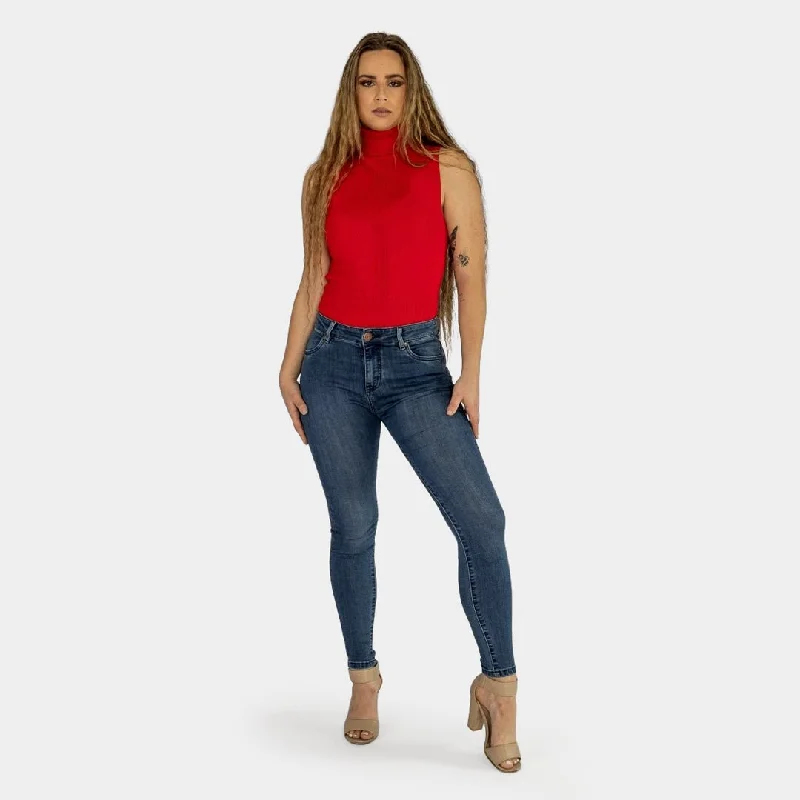 Impact Petite Skinny Jeans - Indigo Fashionable Raw Edge Jeans