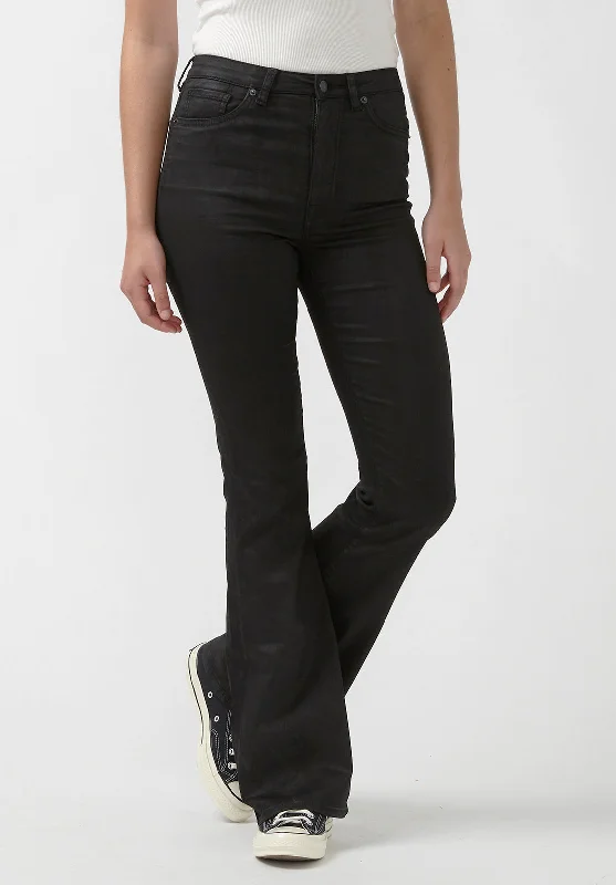 Joplin High Rise Flared Women's Coated Jeans in Black - BL15945 Trendy Bootcut High-Waisted Jeans Joplin High Rise Flared Women's Coated Jeans in Black - BL15945 Trendy Bootcut High-Waisted Jeans