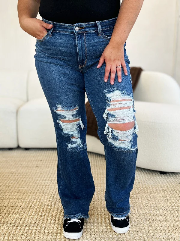 Judy Blue Full Size Mid Rise Distressed Raw Hem Jeans Trendy Skinny High-Waist Jeans Judy Blue Full Size Mid Rise Distressed Raw Hem Jeans Trendy Skinny High-Waist Jeans
