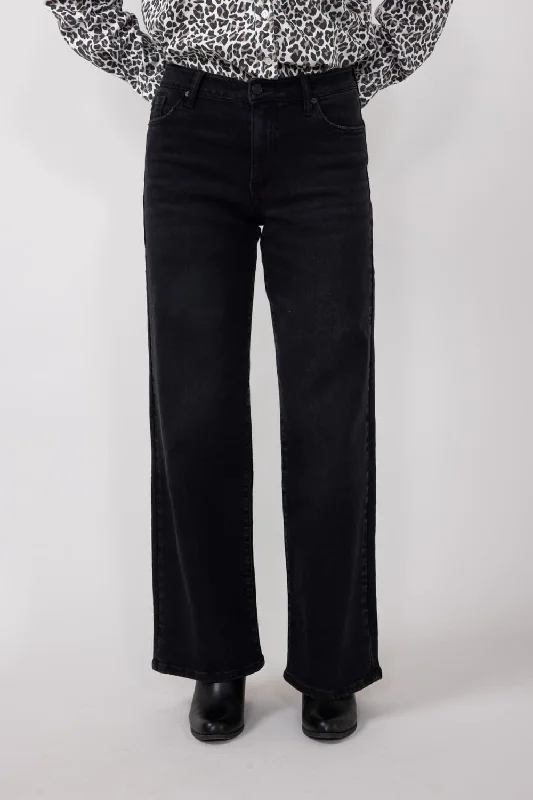 KanCan High Rise Wide Leg Clean Hem Jeans for Women in Black | KC70085BK