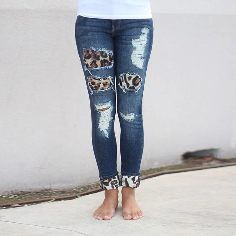 Ladies Cropped Jeans With Hand-Worn Stickers