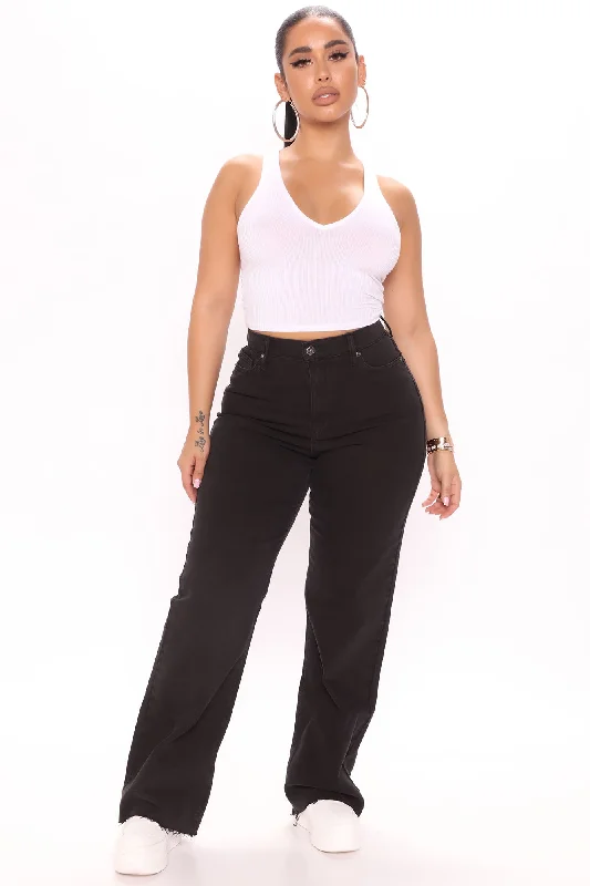Last Call Loose Straight Jeans - Black Cozy Tencel Blend Denim Jeans