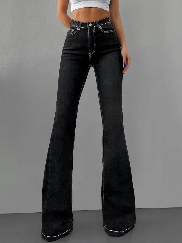 Legend Contrast Stitch Supreme Flare Jeans Chic Faded Blue Jeans
