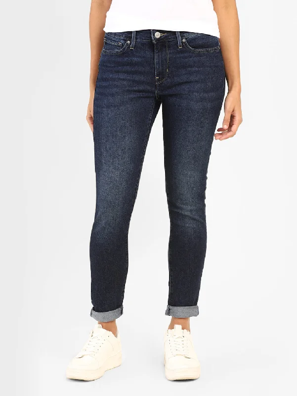 Women's Mid Rise 710 Super Skinny Jeans Trendy Wide-Leg High-Waist Denim
