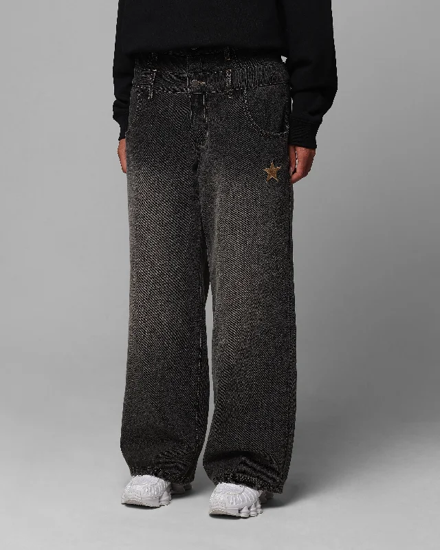 Loiter Star Layered Jeans Vintage Black Comfortable Zip-Up Skinny Jeans