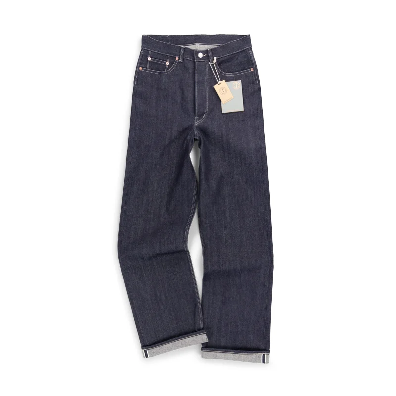 LOT 6 MENS WIDE LEG JEANS 14oz WHITE SELVEDGE Stylish Acid-Wash Jeans