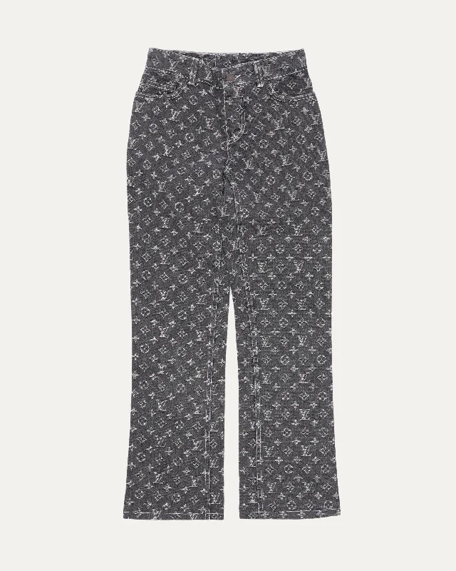 Jacquard Monogram Jeans Fashionable Slouchy Fit Jeans