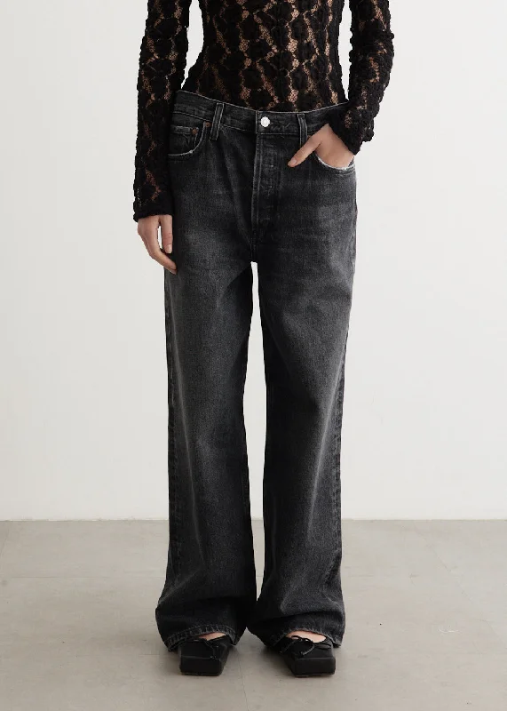 Low Slung Baggy Jeans Chic Faded Blue Jeans