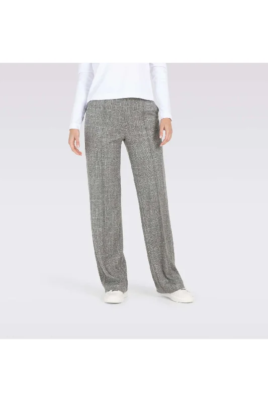 Mac Jeans Chiara Smart Wide Leg Premium Jersey Pull On Pants 3029-00-0114 | 057K Steel Grey Check Fashionable Frayed Hem Denim Mac Jeans Chiara Smart Wide Leg Premium Jersey Pull On Pants 3029-00-0114 | 057K Steel Grey Check Fashionable Frayed Hem Denim