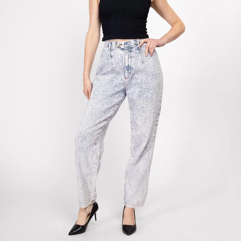 Medium 80s Acid Wash High Waisted Jeans 28-29" Elegant Tapered Leg Denim