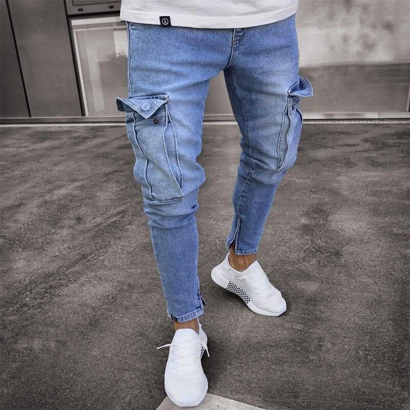 Men's Cargo Jeans Denim Pants