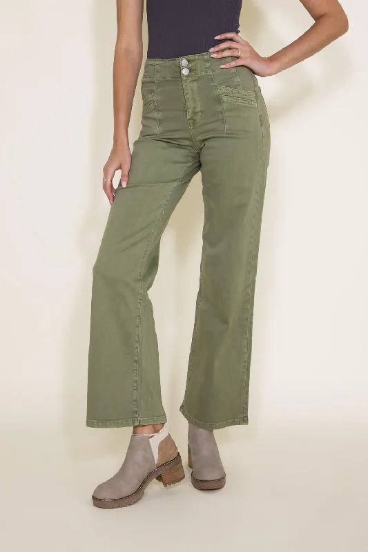 Mica High Rise Wide Leg Jeans for Women in Olive | MDP-W506OL Casual High-Waisted Bootcut Jeans Mica High Rise Wide Leg Jeans for Women in Olive | MDP-W506OL Casual High-Waisted Bootcut Jeans
