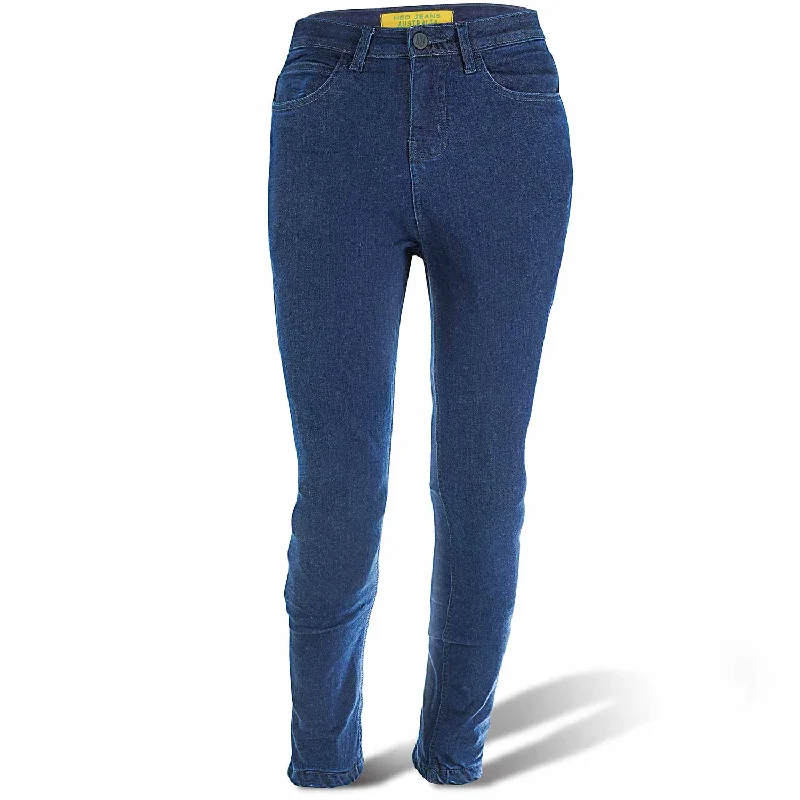 NEO WOMEN MOTORCYCLE JEANS – BLUE Stylish High-Waist Skinny Denim