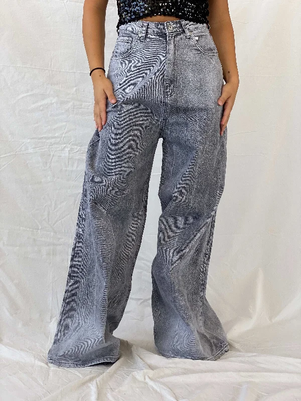 NWT Alien Streetwear Baggy Extra Wide Leg Gray Jeans - 36EUR Comfortable Low-Rise Jeans NWT Alien Streetwear Baggy Extra Wide Leg Gray Jeans - 36EUR Comfortable Low-Rise Jeans