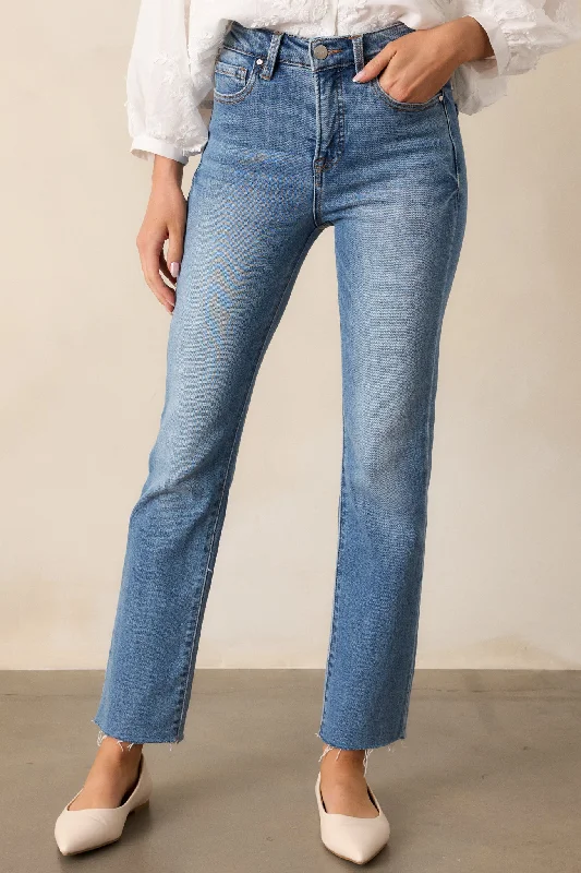 Push The Limit Medium Wash Straight Leg Jeans