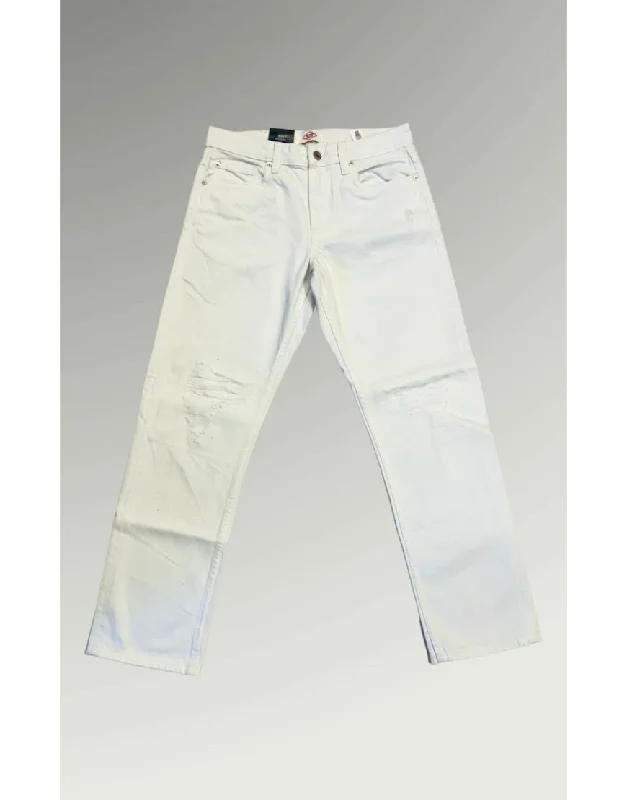 Ripped Straight Jeans in Off White Trendy Acid Wash Skinny Jeans