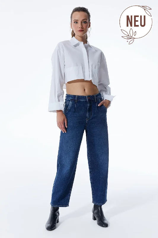 ROSE High Waist Balloon Fit 5 Pocket Jeans, dark blue Casual Distressed Skinny Jeans ROSE High Waist Balloon Fit 5 Pocket Jeans, dark blue Casual Distressed Skinny Jeans