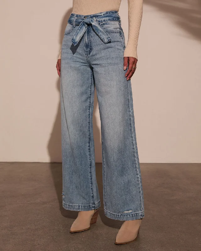 Roxanna Paper Bag Wide Leg Jeans Fashionable Mom Jeans