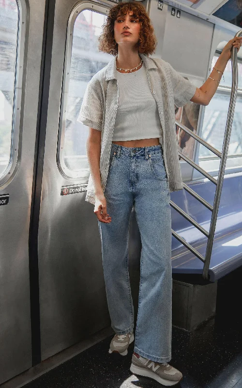 Seville Straight Leg Blue Jeans Casual Wide-Legged Denim Jeans
