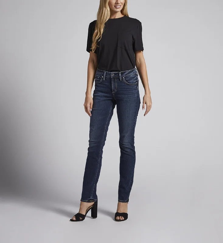 Silver Elyse Mid Rise Straight Leg Jeans Classic Slim Fit Jeans