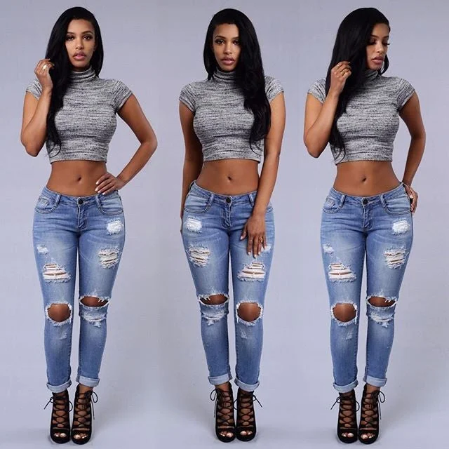 Skinny Ripped Jeans Casual Loose Fit Jeans