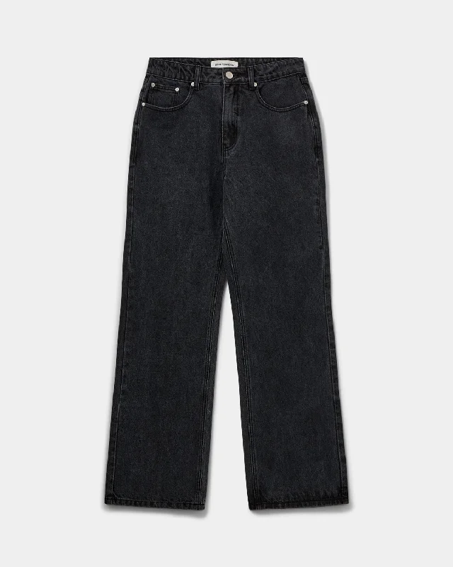 PARISSW JEANS - Washed black Comfortable Drawstring Waist Jeans