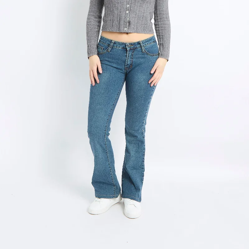 Studded Detail Mid Waist Jeans - UK 10 Trendy Colored Denim Jeans