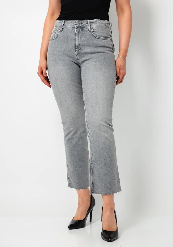 Tiffosi Megan Straight Leg Cropped Jeans, Grey Comfortable Faded High-Rise Jeans