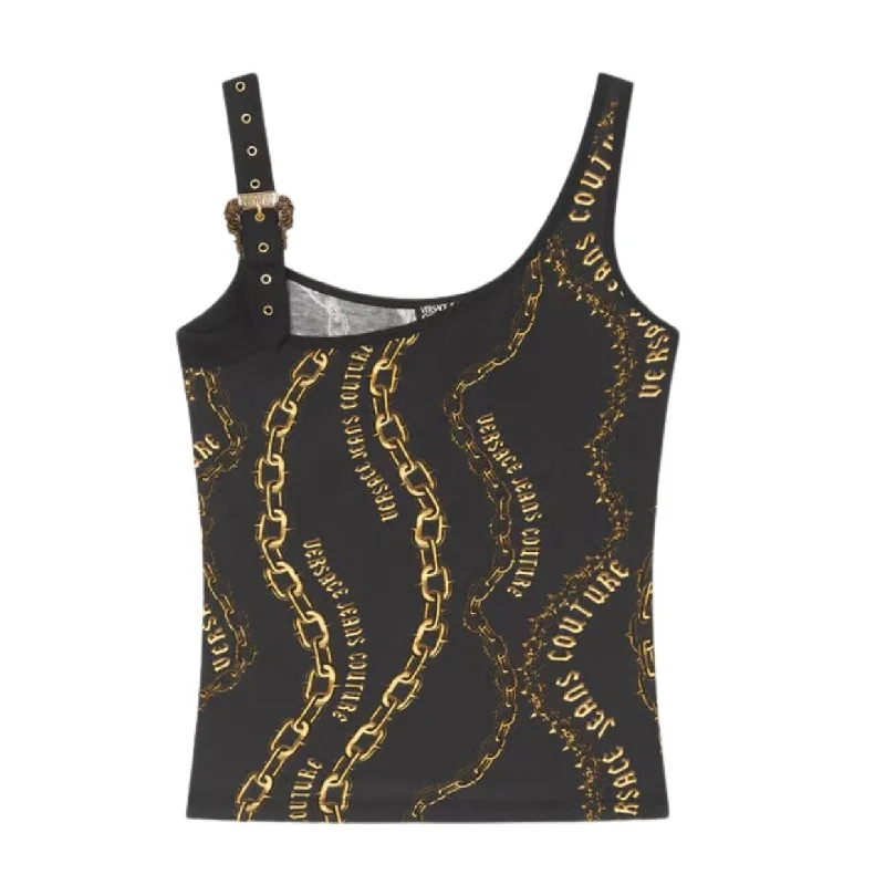 Versace Jeans Couture Black & Gold Chain Couture Baroque Buckle Top Comfortable Drawstring Waist Jeans Versace Jeans Couture Black & Gold Chain Couture Baroque Buckle Top Comfortable Drawstring Waist Jeans