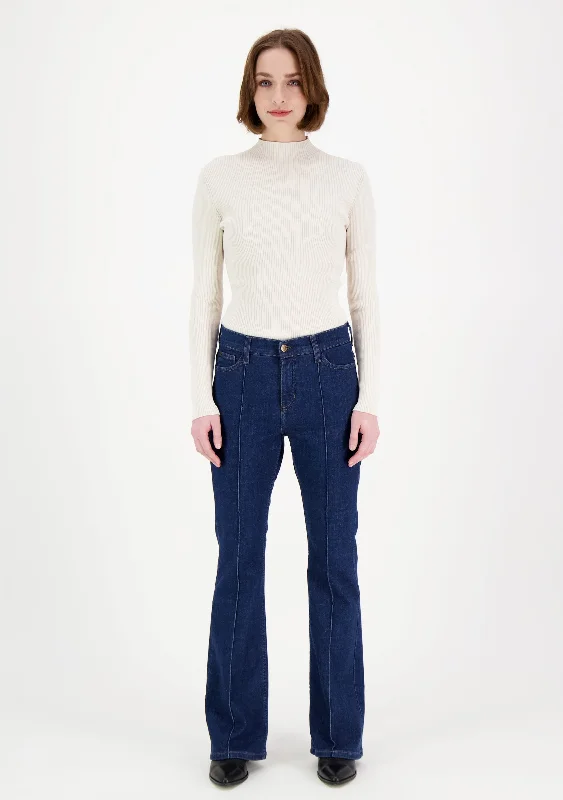 Violet Bootcut Jeans Dark Blue Casual Wide-Legged Denim Jeans