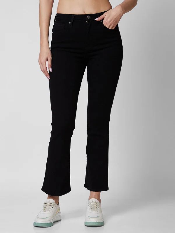 Spykar Women Jet Black Bootcut High Rise Jeans Comfortable Jogger Style Jeans