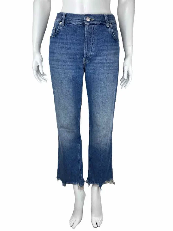 We The Free Women's Maggie Straight Fray Jeans Sequoia Blue Size 28 (6) Trendy Wide-Leg High-Waist Denim We The Free Women's Maggie Straight Fray Jeans Sequoia Blue Size 28 (6) Trendy Wide-Leg High-Waist Denim