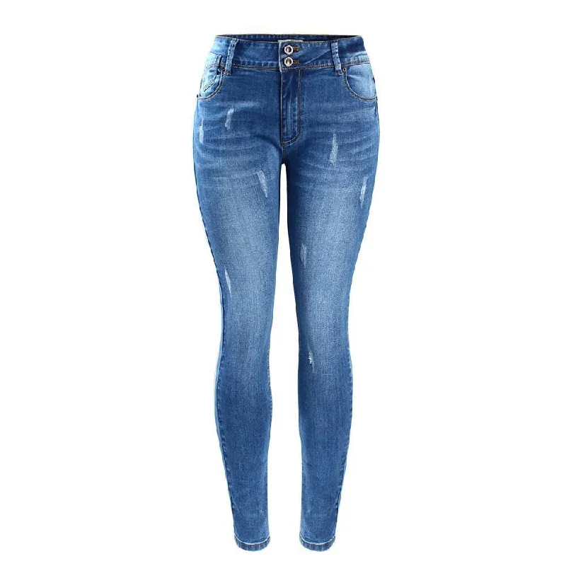 Classic Blue Stretch Skinny Jeans Fashionable Relaxed Fit Denim