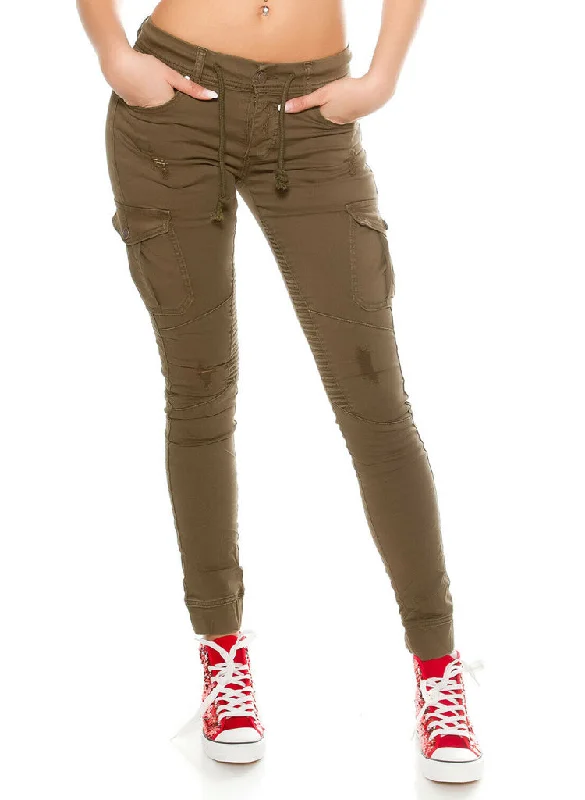 Women's Girls Military style casual distressed cargo trouser jeans Trendy Cut-Off Denim Shorts