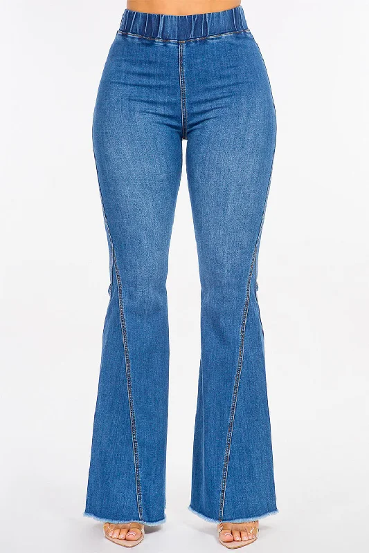 Women's High Rise Curvy Flare Jeans Casual High-Waisted Bootcut Jeans
