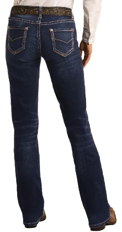 ROCK & ROLL WOMEN'S MID RISE EXTRA STRETCH BOOTCUT RIDING JEANS Chic Vintage-Inspired Denim Jeans ROCK & ROLL WOMEN'S MID RISE EXTRA STRETCH BOOTCUT RIDING JEANS Chic Vintage-Inspired Denim Jeans