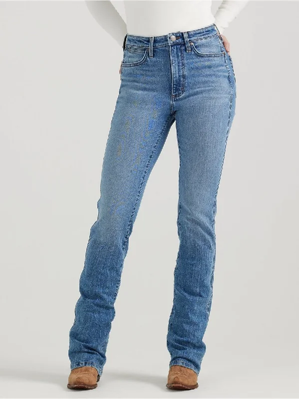 Wrangler Women's Retro Bailey High Rise Georgia Bootcut Jeans Fashionable White Denim Jeans
