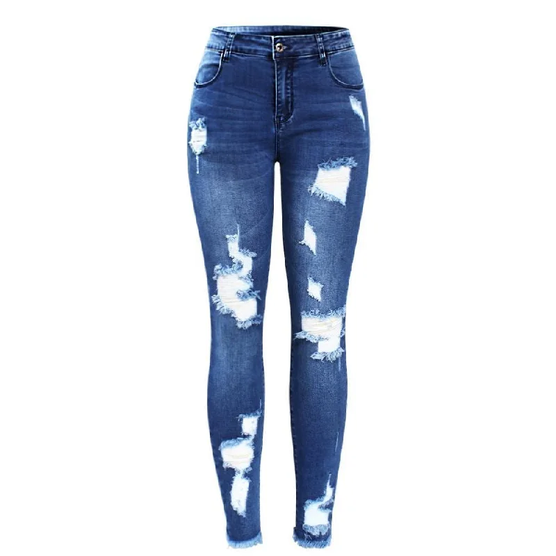 Youaxon Skinny & Stretchy Mid-Waist Distressed Jeans